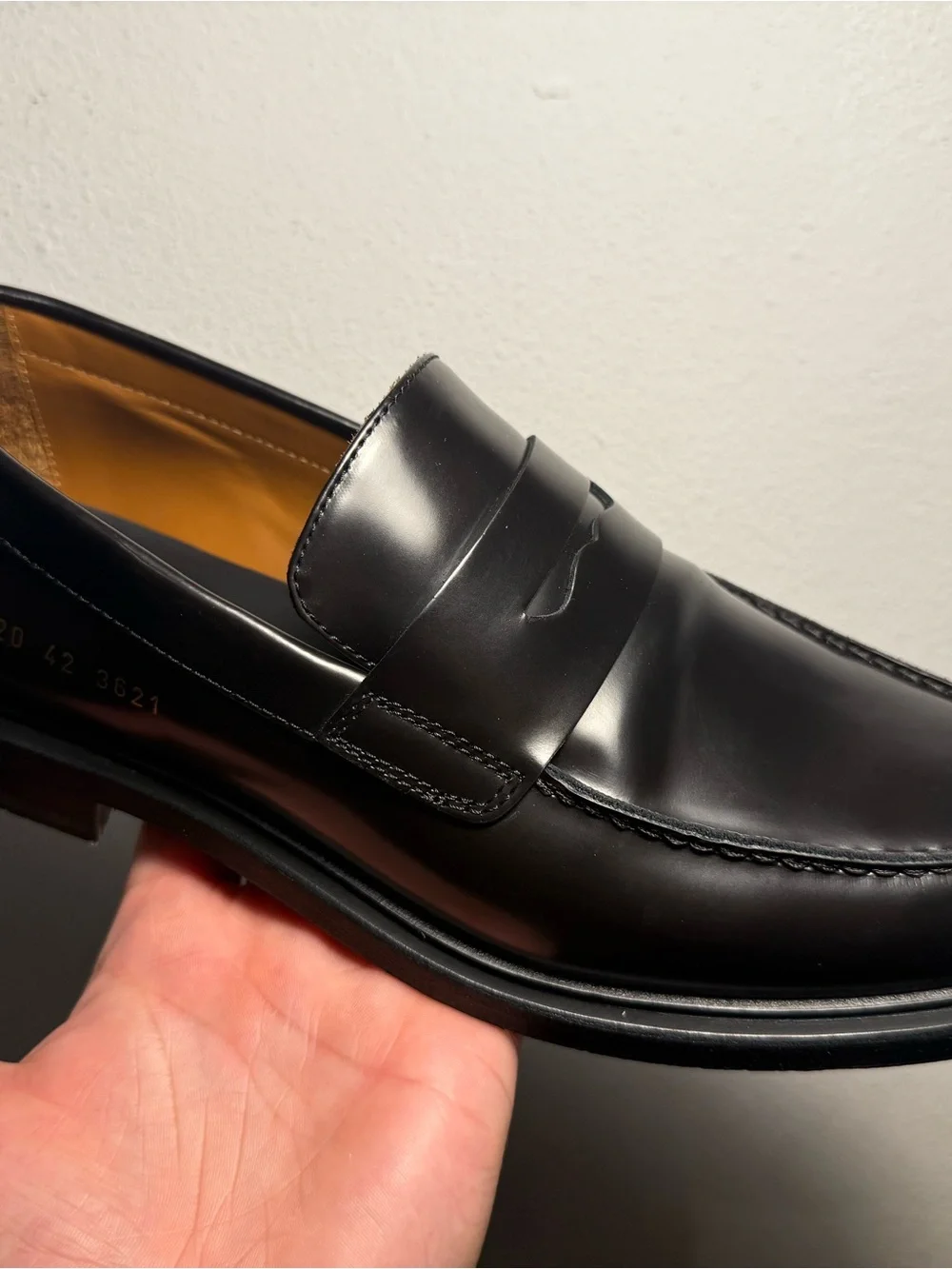 Common Projects Men's Shiny Dark Brown Penny Loafers